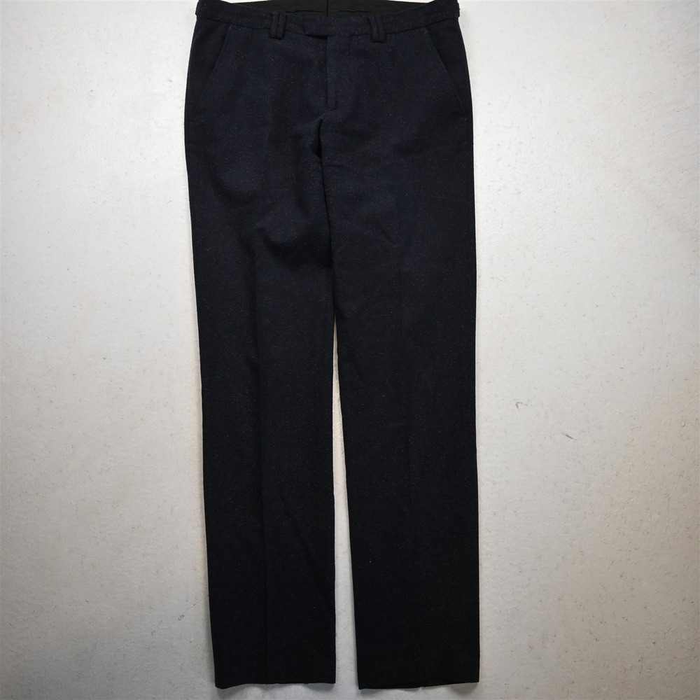 Horst 34x34 Blue Fleck Wool Tweed Flat Front Slim Dress Mens Pants